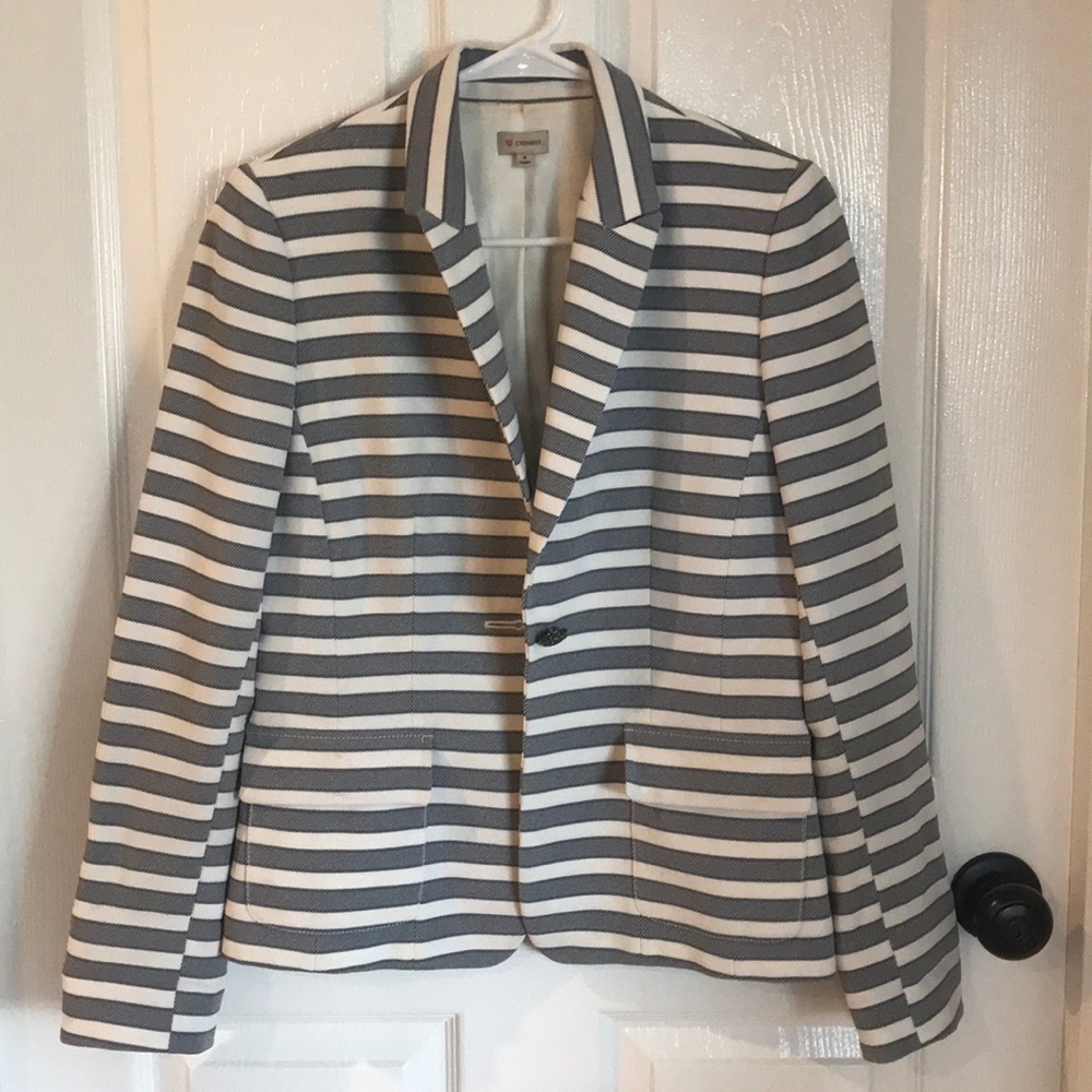 Gray and cream stripe blazer